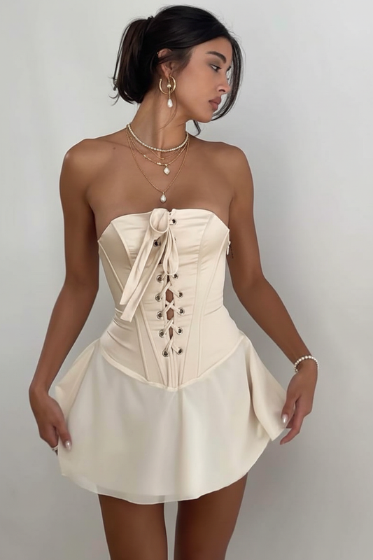 Mini abito corsetto avorio Portofino Dress MoMo'S